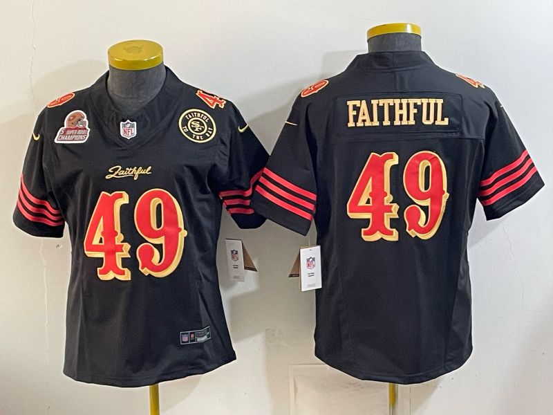 Youth 2026 San Francisco 49ers #49 Faithful Black gold Nike Limited NFL Jersey style 002